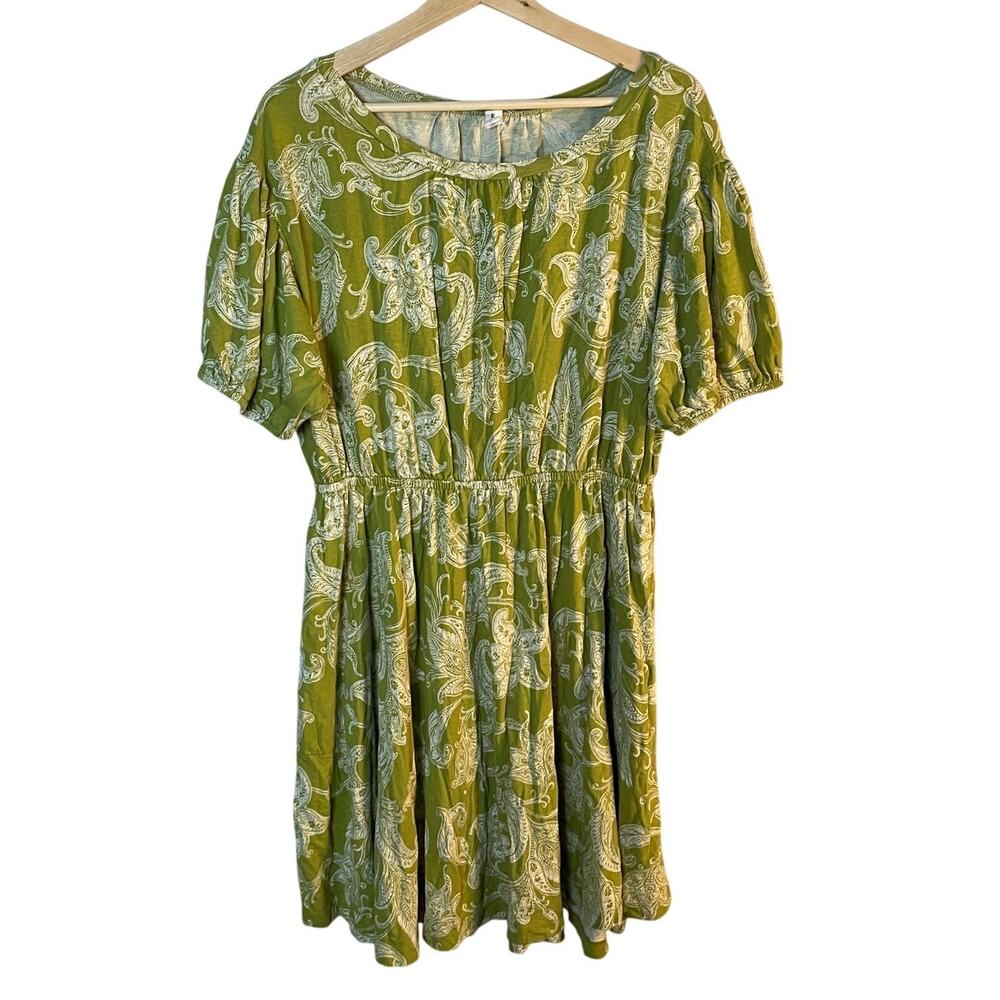 Daily Practice by Anthropologie Green Floral Paisley Mini Dress SZ Large EUC - Picture 4 of 16
